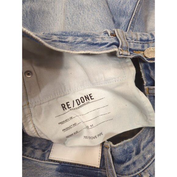 Re/Done Women' Jeans 70s Stove Pipe Straight Raw Hem Casual Classic Blue Size 27 - Picture 4 of 9